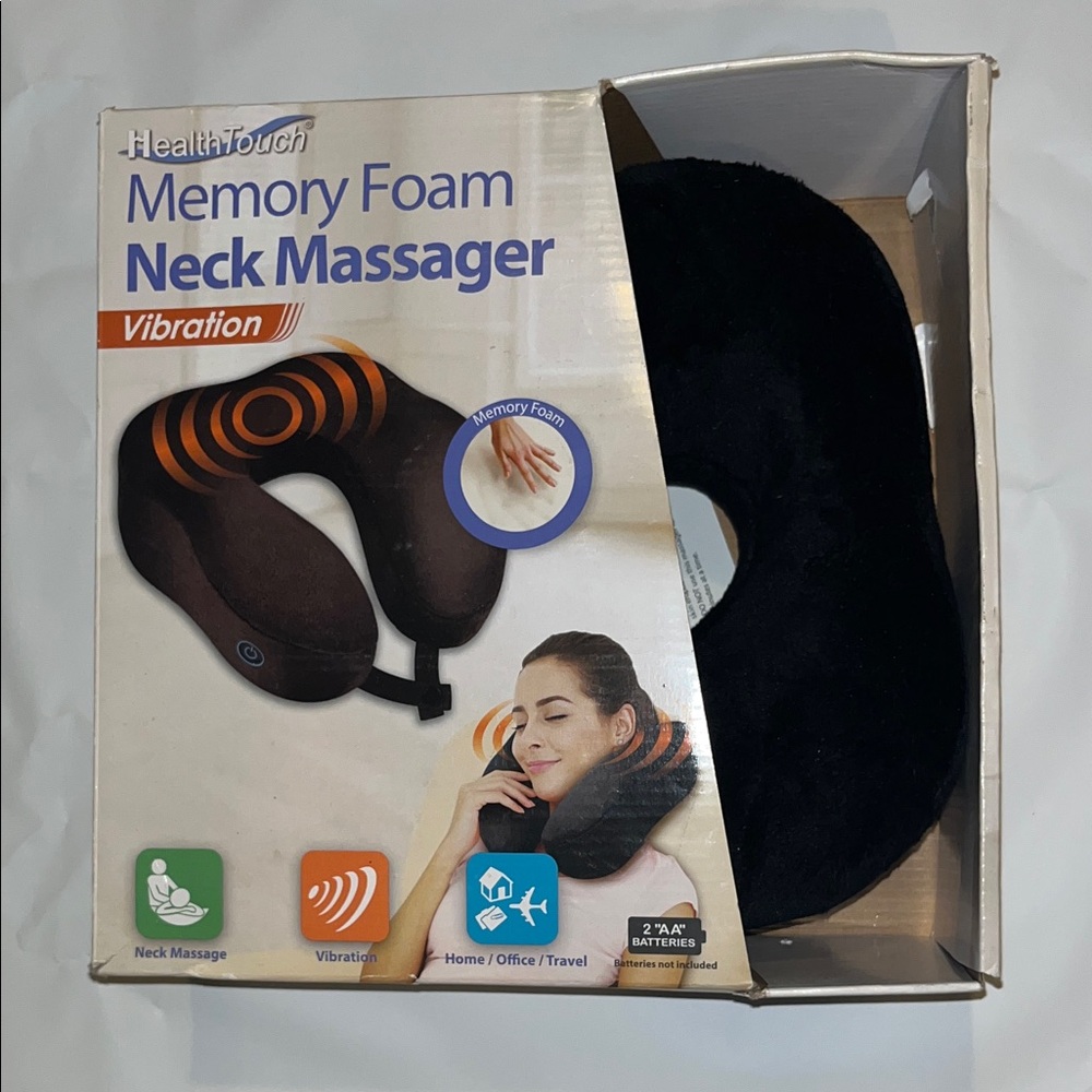 HealthTouch Black Memory Foam Neck Massager with Vibration